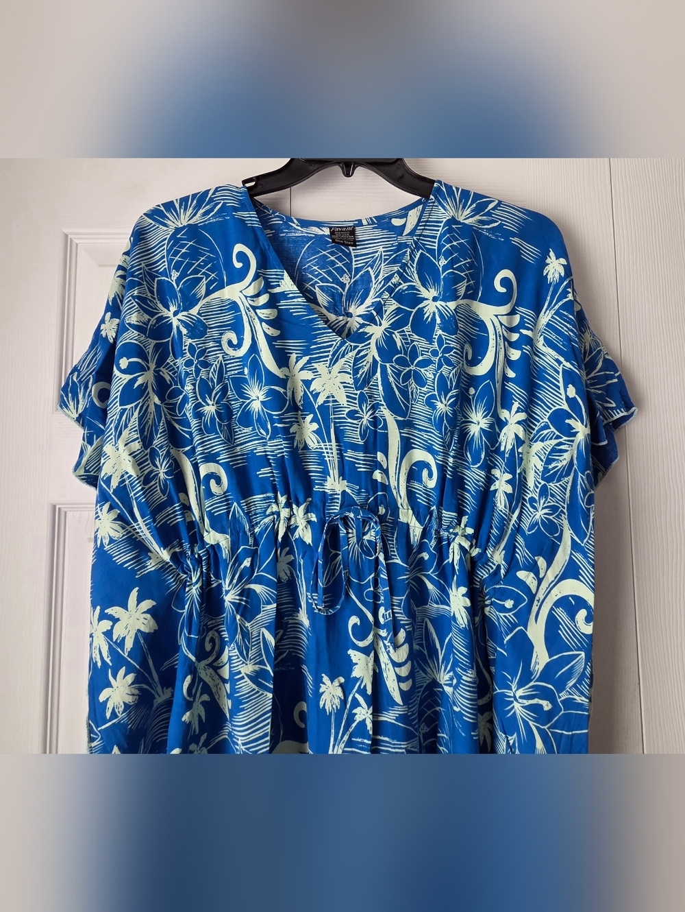Favant Hawaii Blue Palm Tree V-Neck Swim Coverup Tunic One Size - Picture 6 of 13